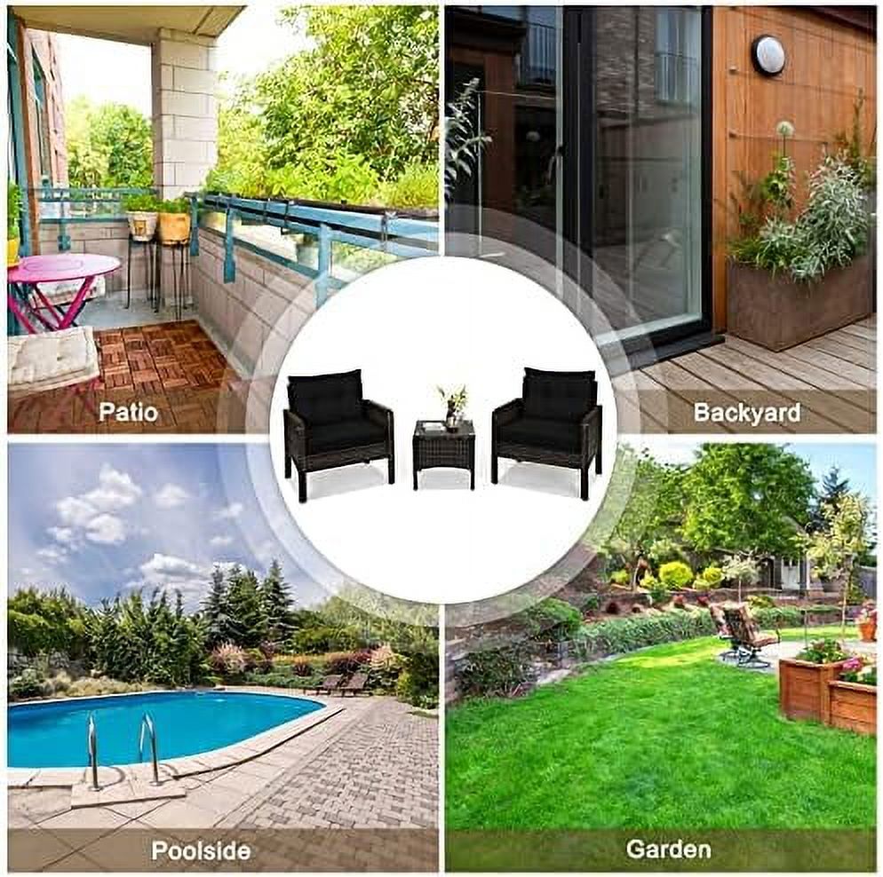 3 Piece Rattan Sectional Sofa Set with Seat Cushions C7248