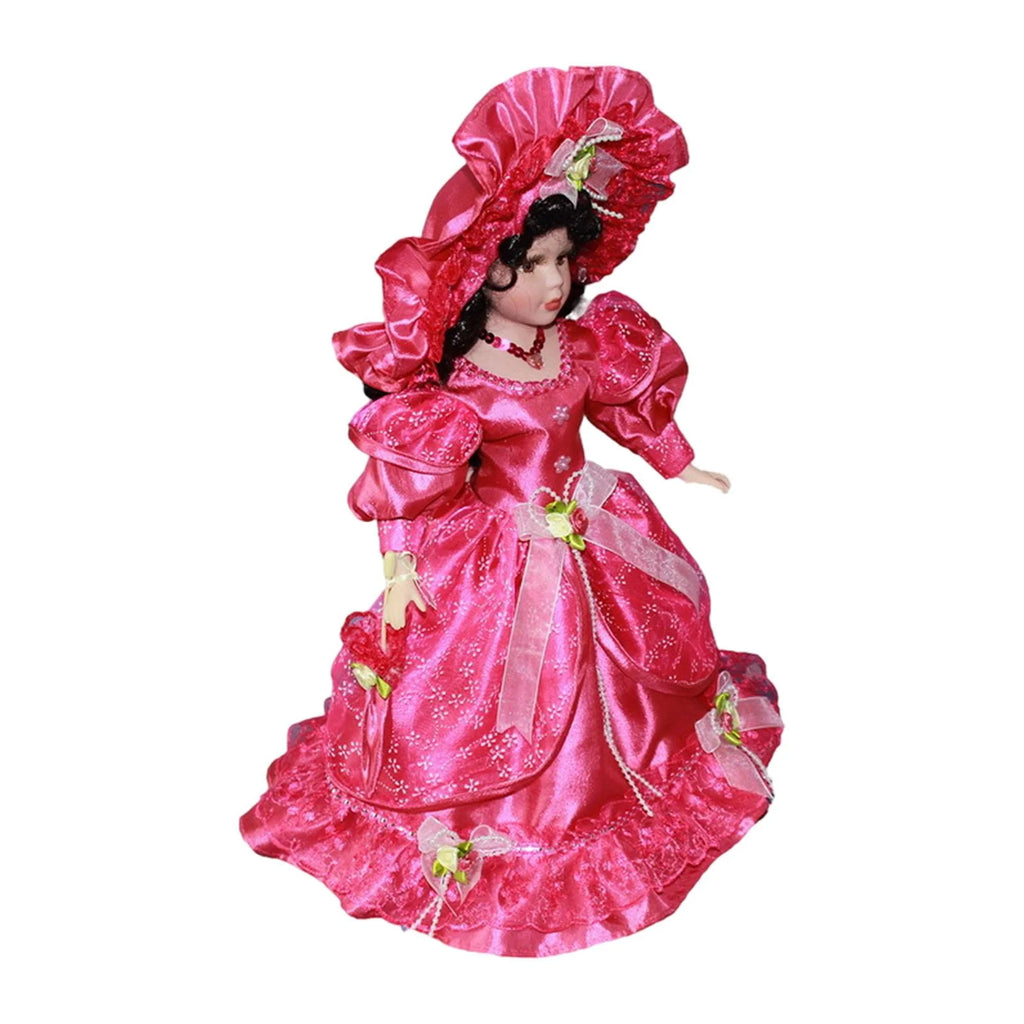 Pink Ceramic Dollhouse Lady with Dress S79579