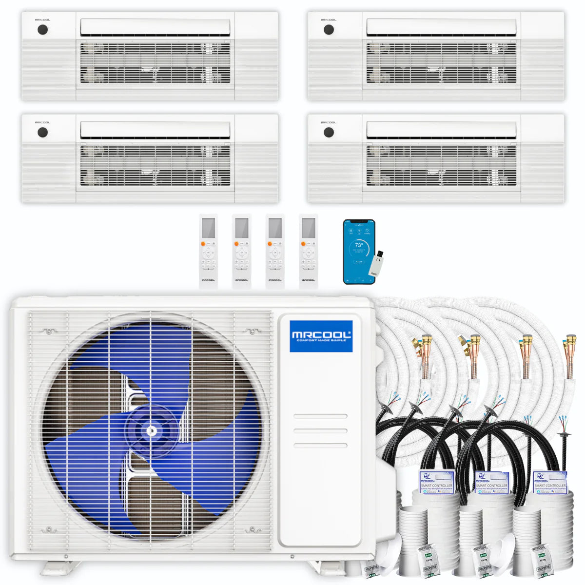 36,000 BTU 4 Zone Ceiling Cassette Ductless Air Conditioner and Heat Pump P308