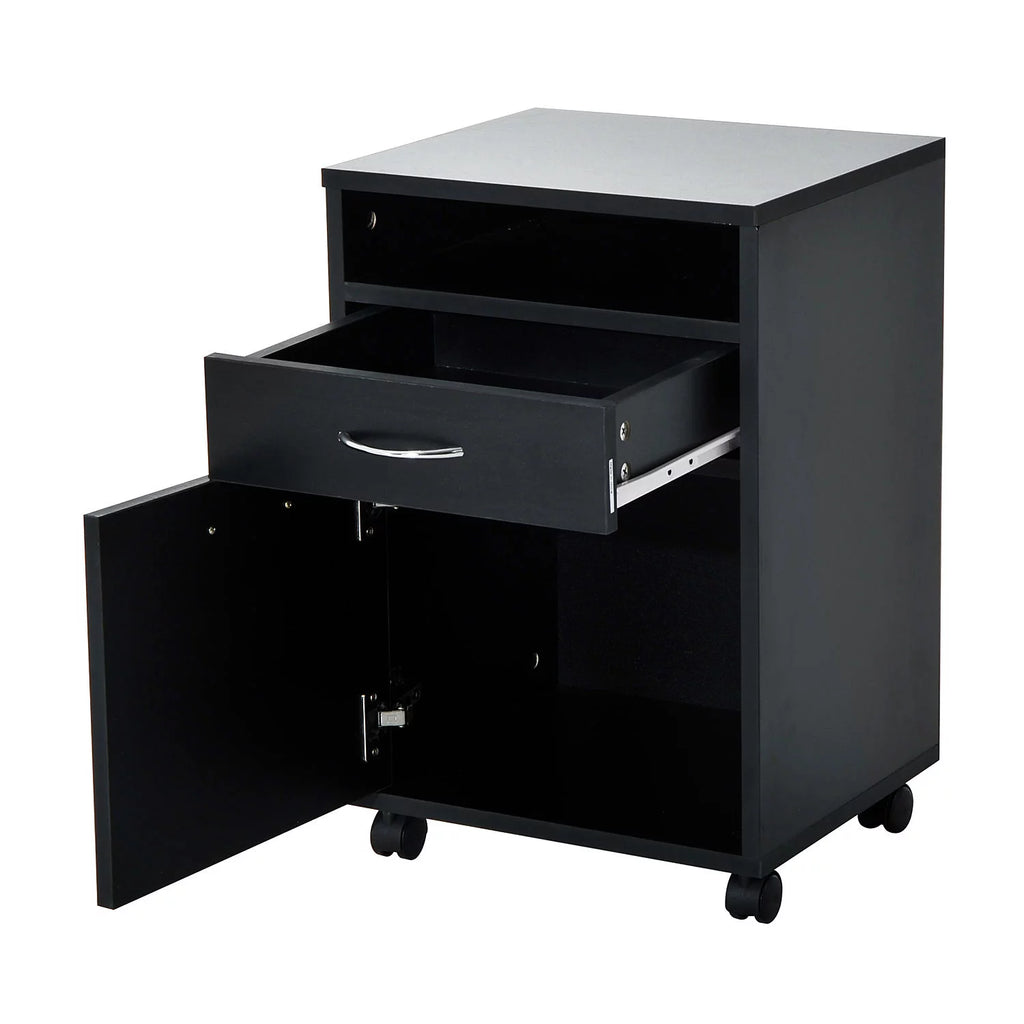 24" Rolling End Table Cart Nightstand Organizer, Black R486659