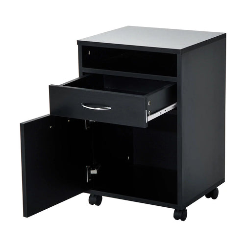 24" Rolling End Table Cart Nightstand Organizer, Black R486659