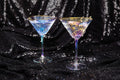 Iridescent Handmade Hammered Martini Glasses with Gold Rim Set of 2 I7940