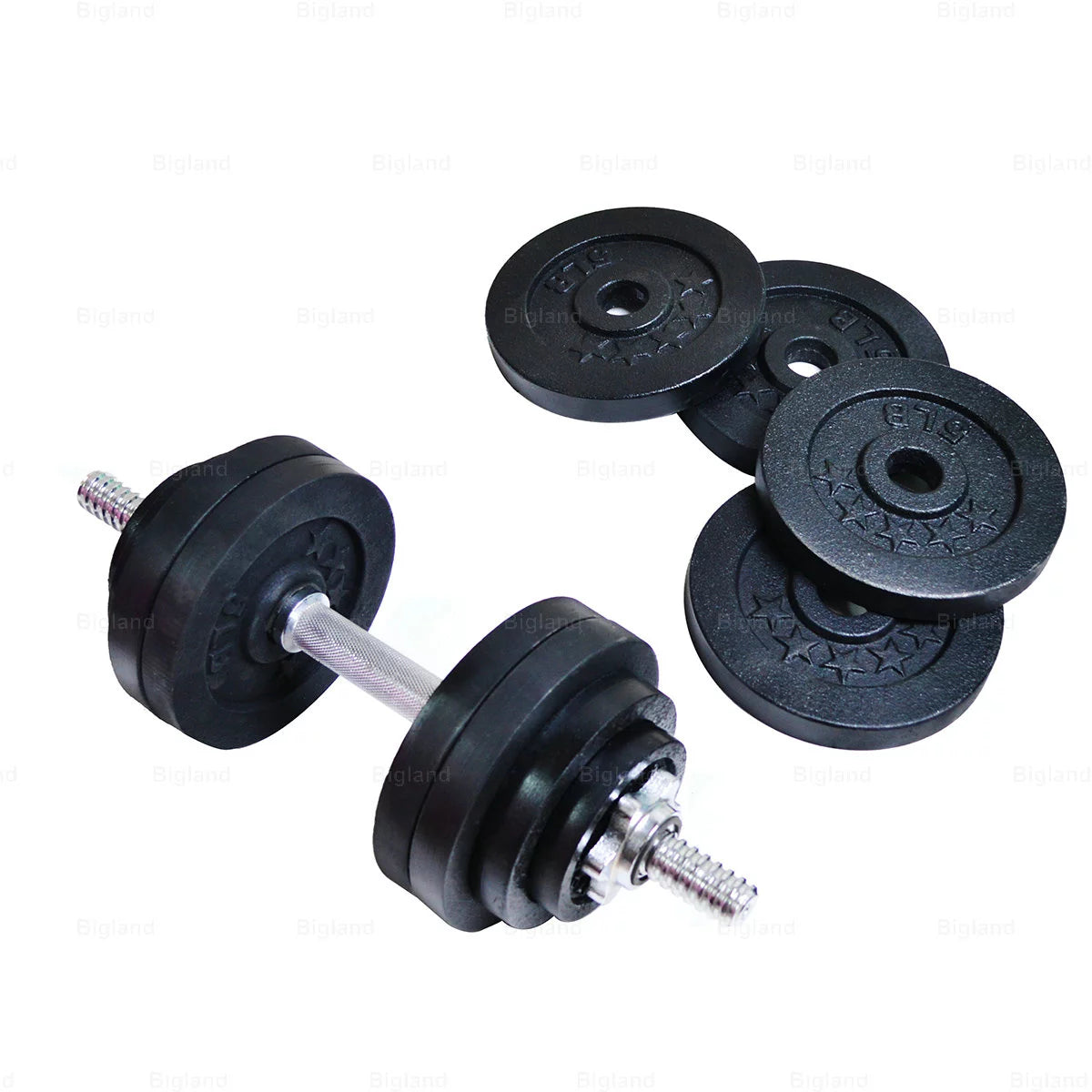 Adjustable Dumbbell Weight Set of 2 Black Cast Iron S3733