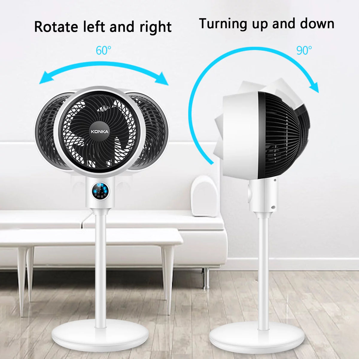 Electric Fan Upright Swing Head Floor Standing Air Circulation Fan Remote Control Y6585