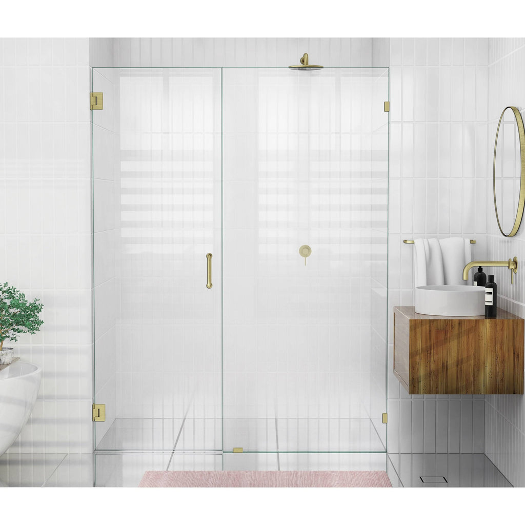 Frameless Shower Door Wall Hinge Satin Brass in Gold X358