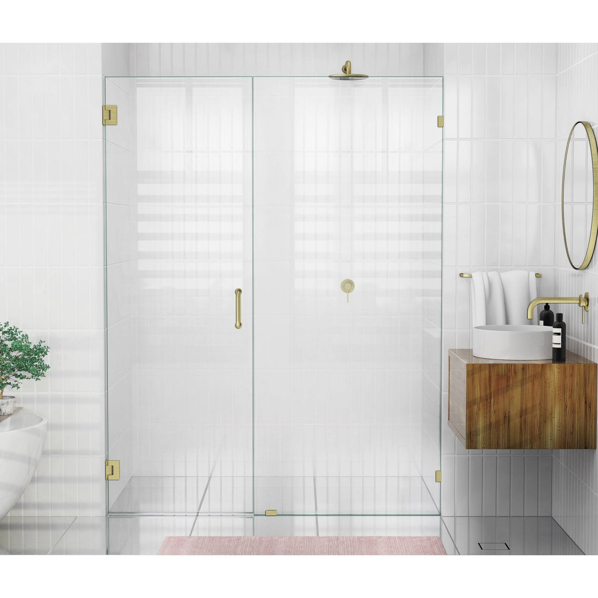 Frameless Shower Door Wall Hinge Satin Brass in Gold X358