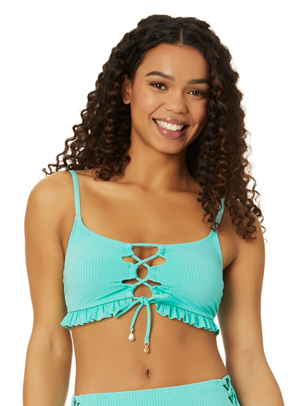Aqua Ribbed Bikini Top T104844