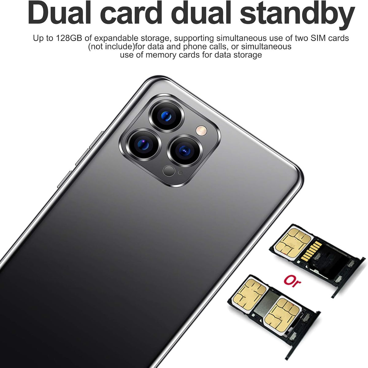 Unlocked Android Smartphone 6.26in Large Screen Dual Card Black N3121