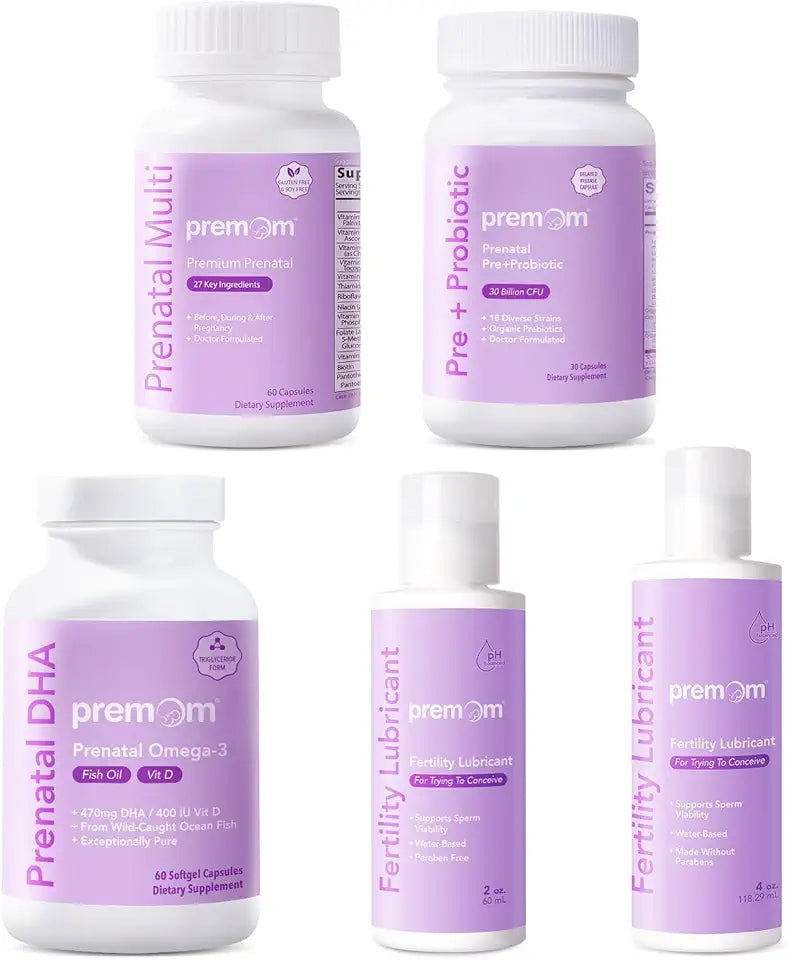 Multivitamin for Women + Prenatal DHA Fish Oil + Prenatal Pre & Probiotics + Personal Fertility Lubricant W9073