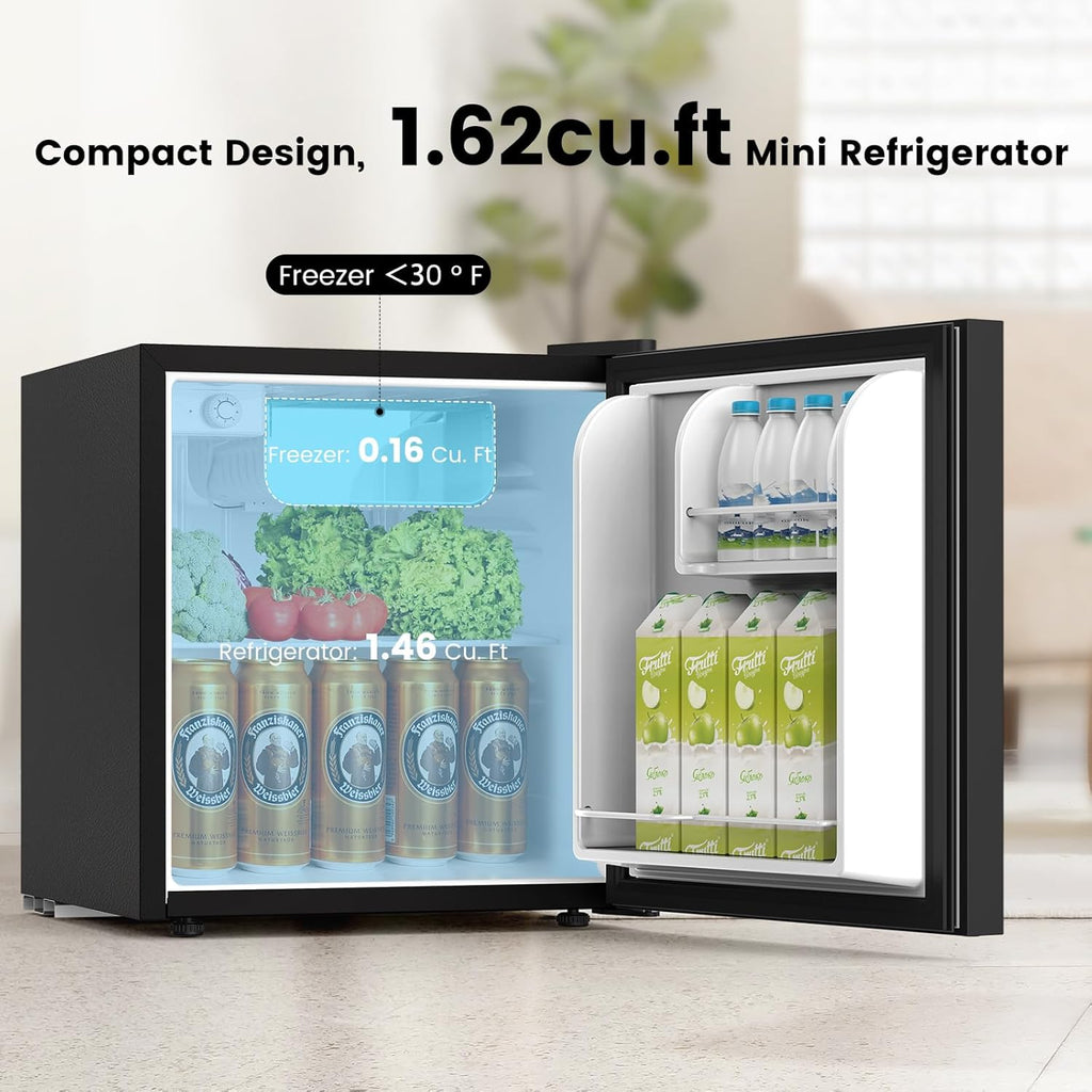 Compact Refrigerator 1.62 Cu Ft Mini Refrigerator with Freezer Single Door Black H493354