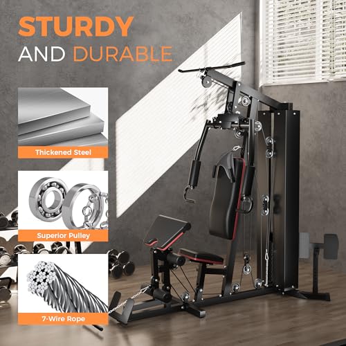 150LBS Weight Stack Home Gym Equipment with Pulley System O376903