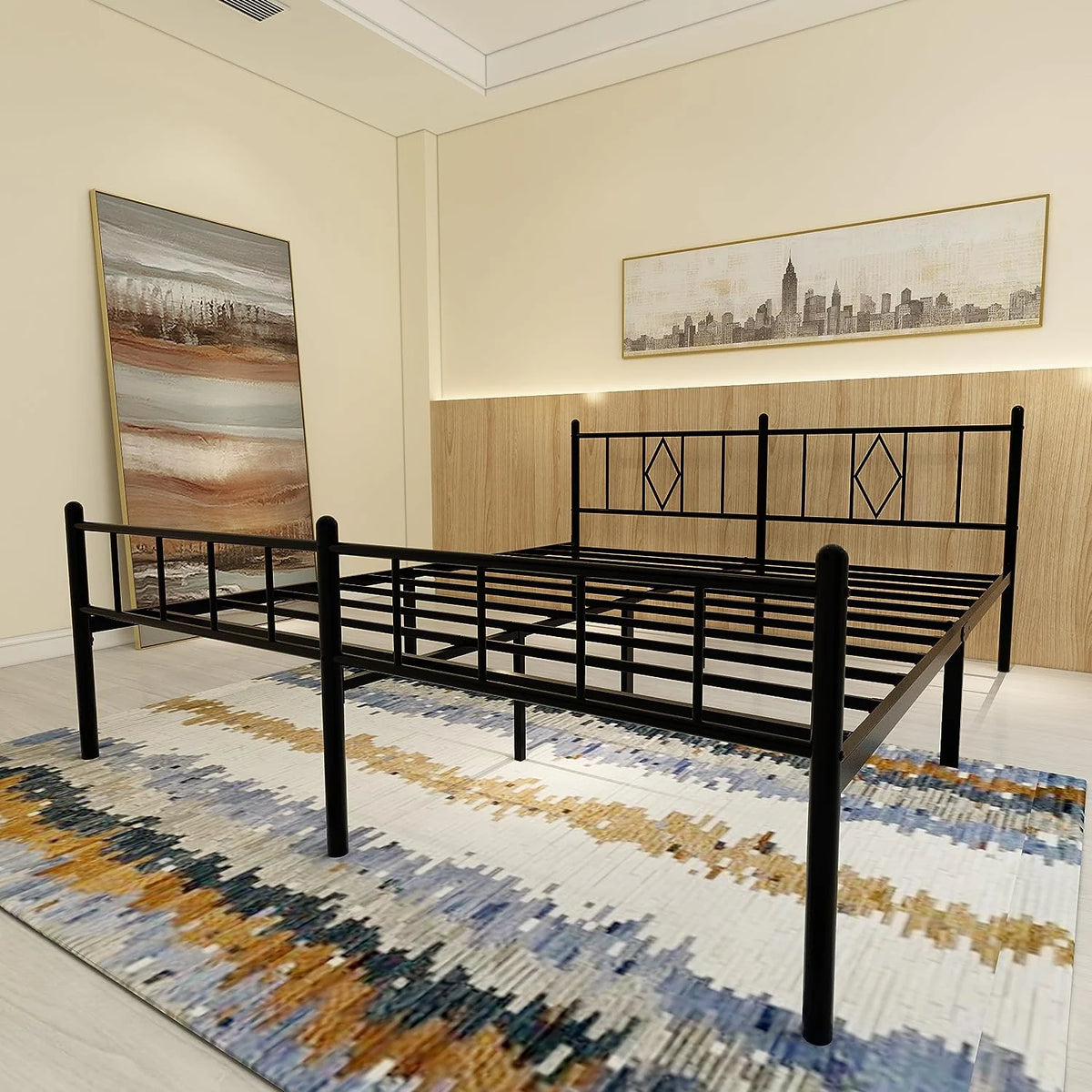 14 Inch Cal King Metal Bed Frame with Headboard and Footboard D77685