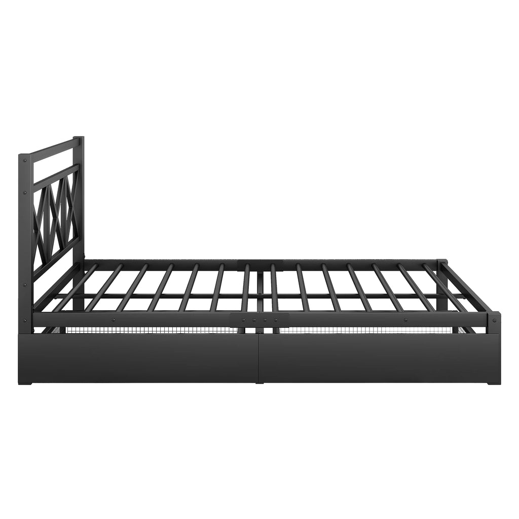 Metal Twin Size Platform Bed with Two Drawers O517578