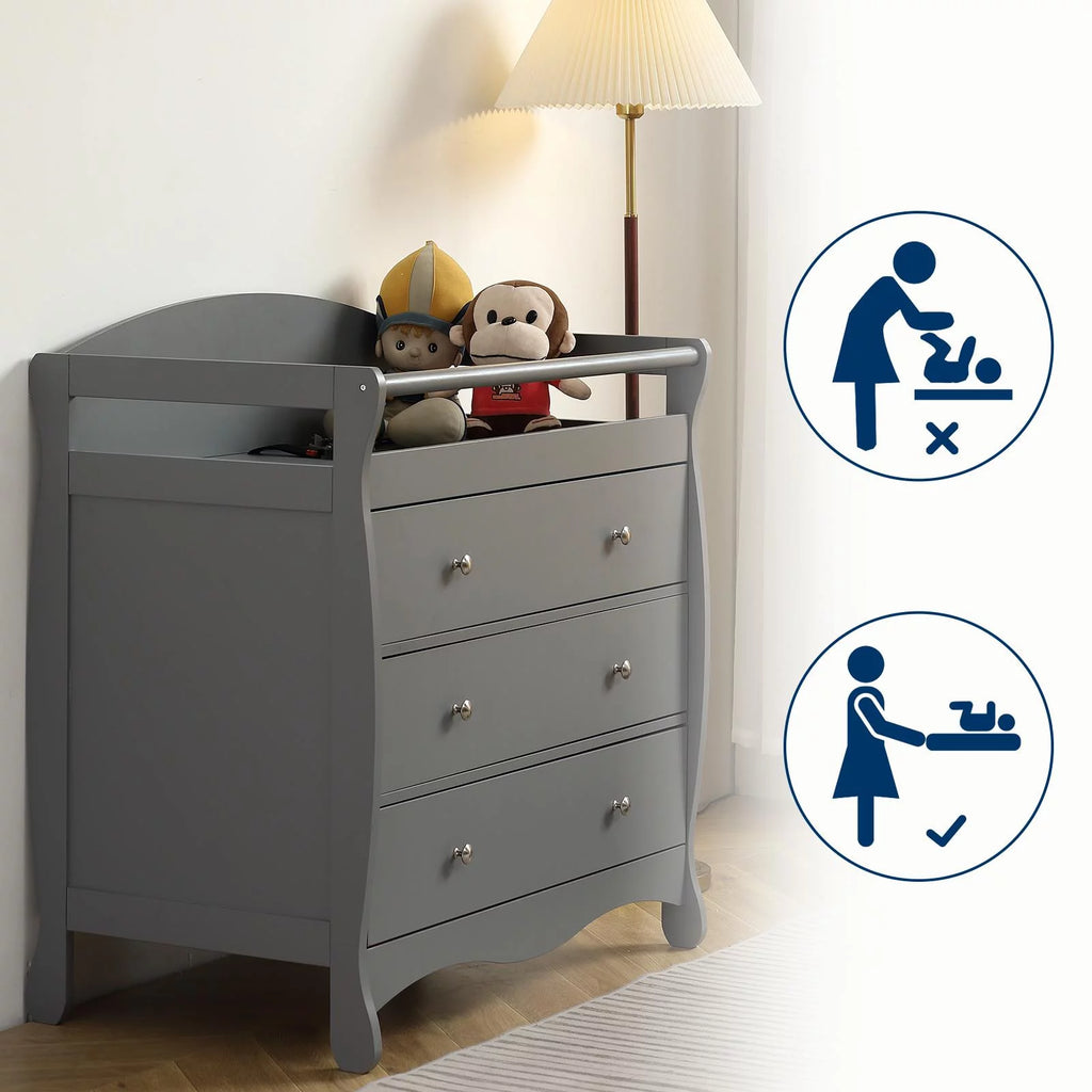 Gray 3 Drawer Changing Dresser F3871