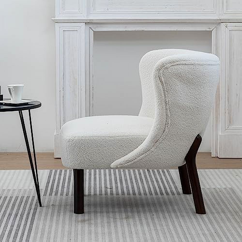 White Armless Accent Chair with Wood Legs R629936