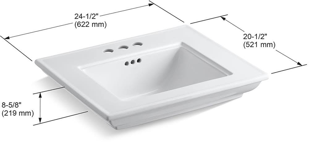 24x22 Bathroom Sink Basin with 4 Centerset Faucet Holes H503