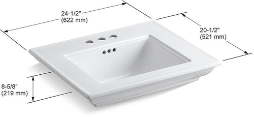 24x22 Bathroom Sink Basin with 4 Centerset Faucet Holes H503