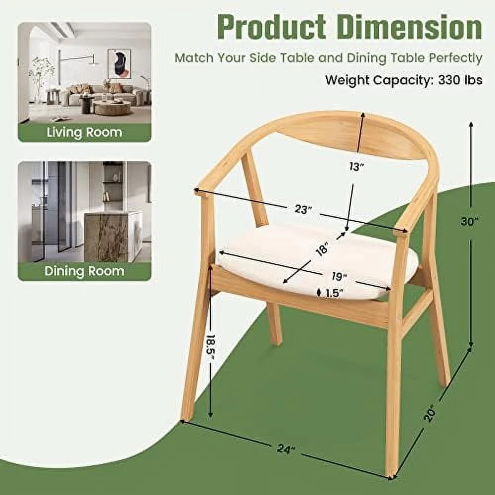 Bamboo Accent Chair with Armrest and Curved Backrest X784