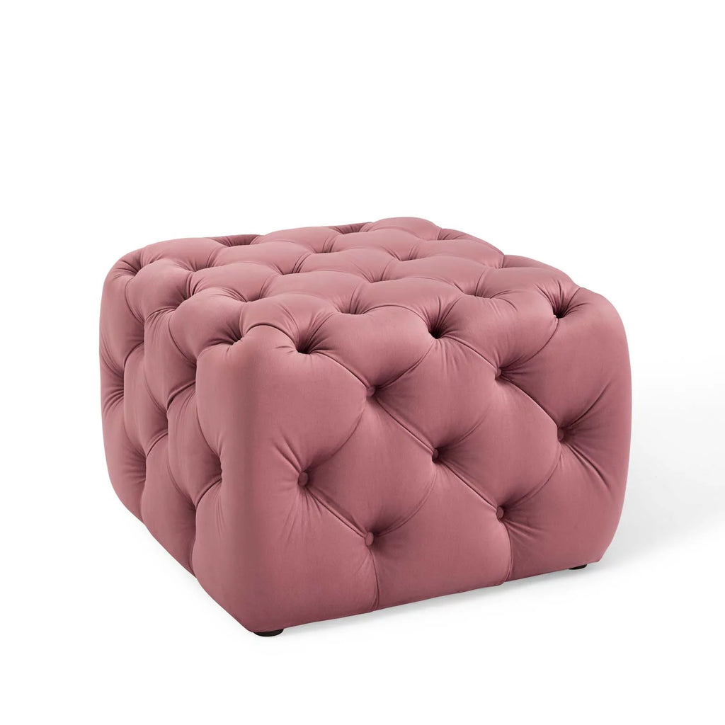 Tufted Button Square Performance Velvet Ottoman M94061