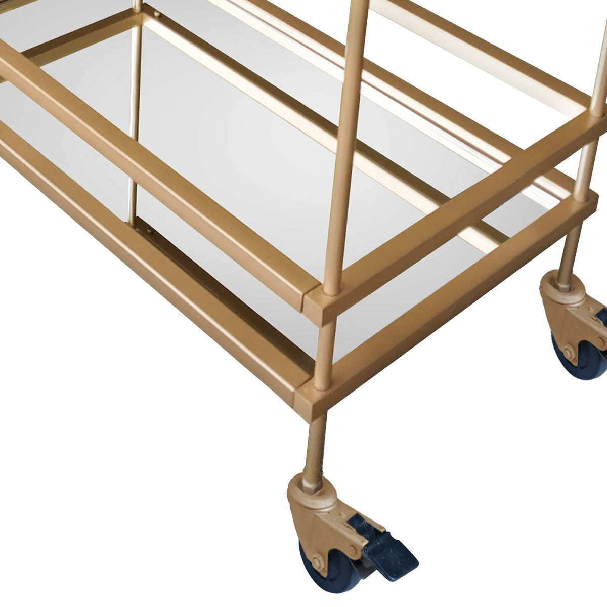 Gold Bar Cart with Two Glass Shelves O6615