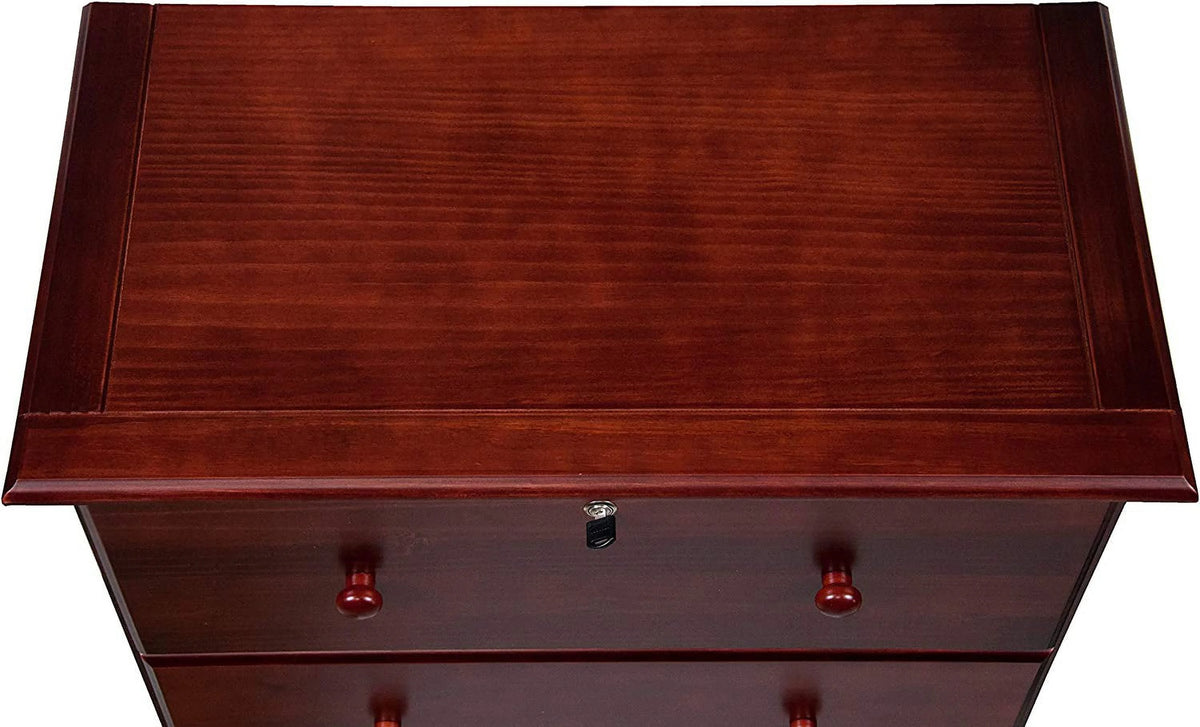 100% Solid Wood 5 Drawer Chest with Lock Honey Pine E572606