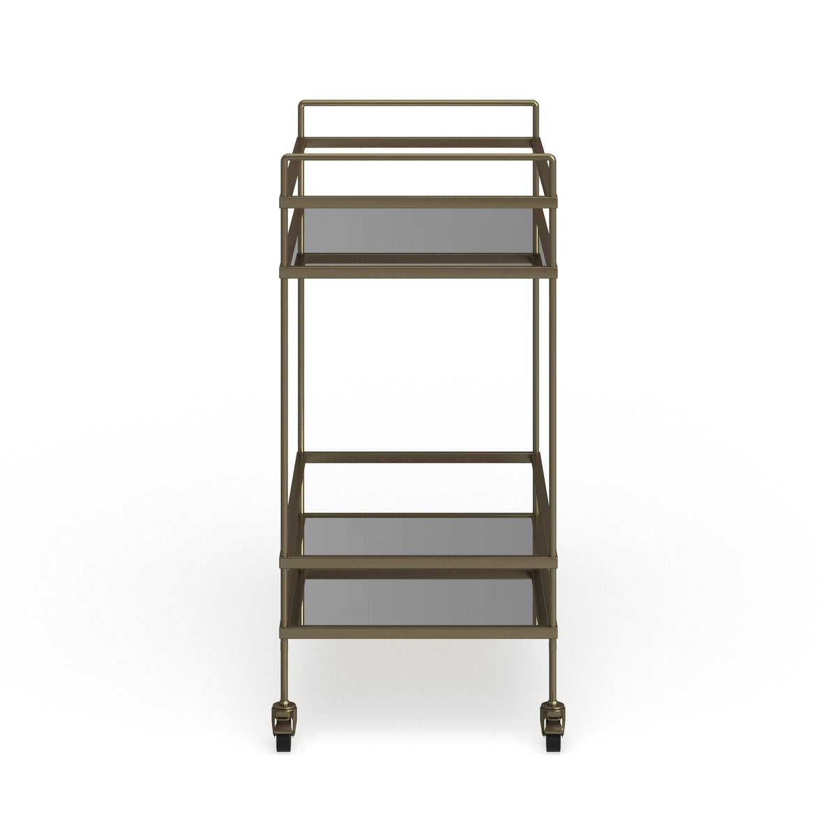 Gold Bar Cart with Two Glass Shelves O6615