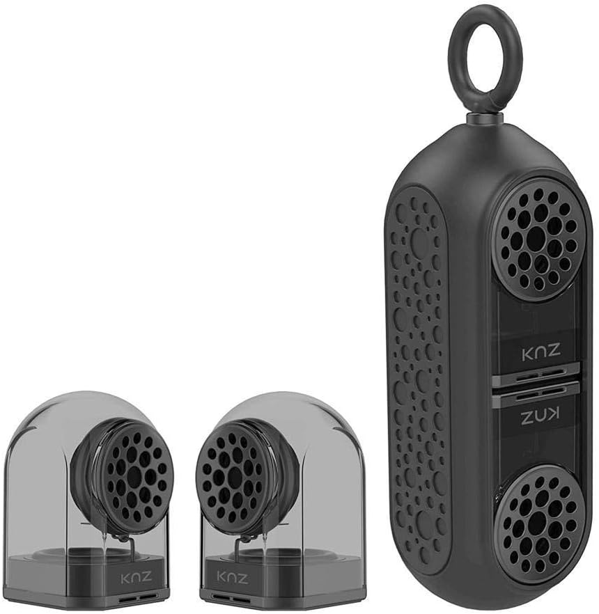 Portable Bluetooth True Wireless Speakers with Magnetic Connectable Base, Gray, Pack of 2 K8967