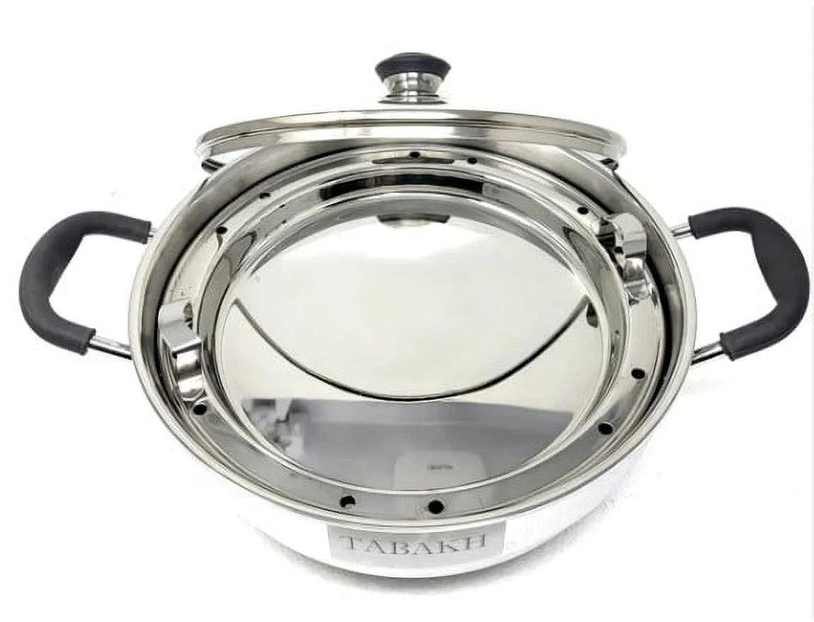 Tri-Ply Stainless Steel Multi Kadai with Steamer Plate, Idli Plates, Dhokla Plates I572