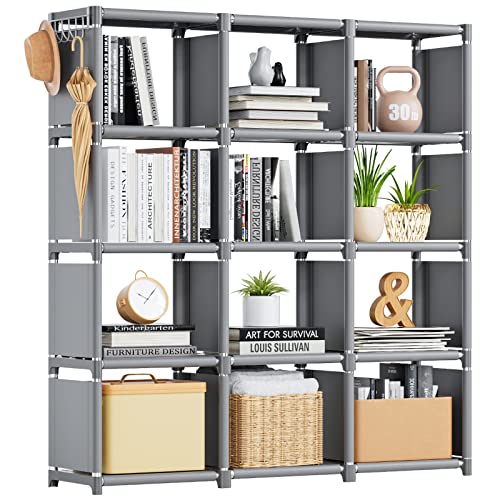 Black 12 Cube Metal Bookcase Z119726