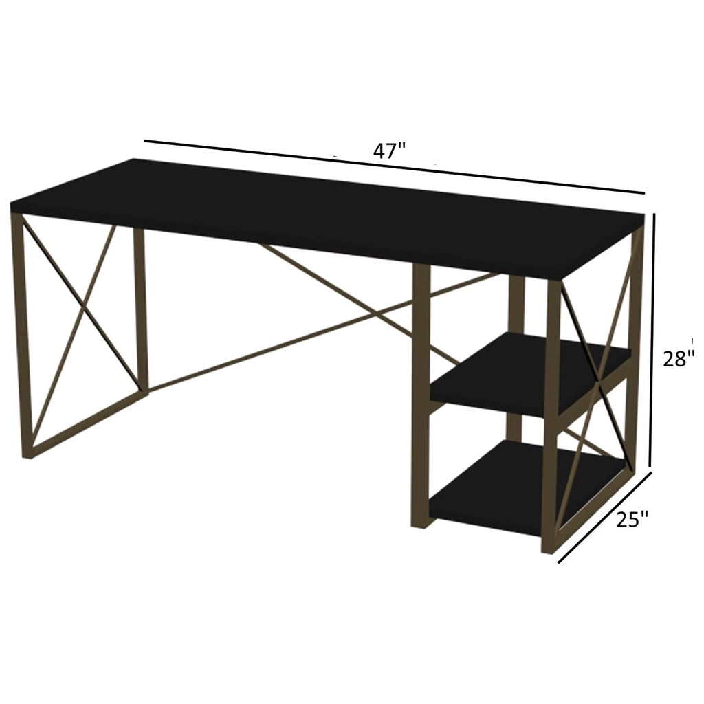 Black 47" Wooden Top Writing and Computer Desk A626017