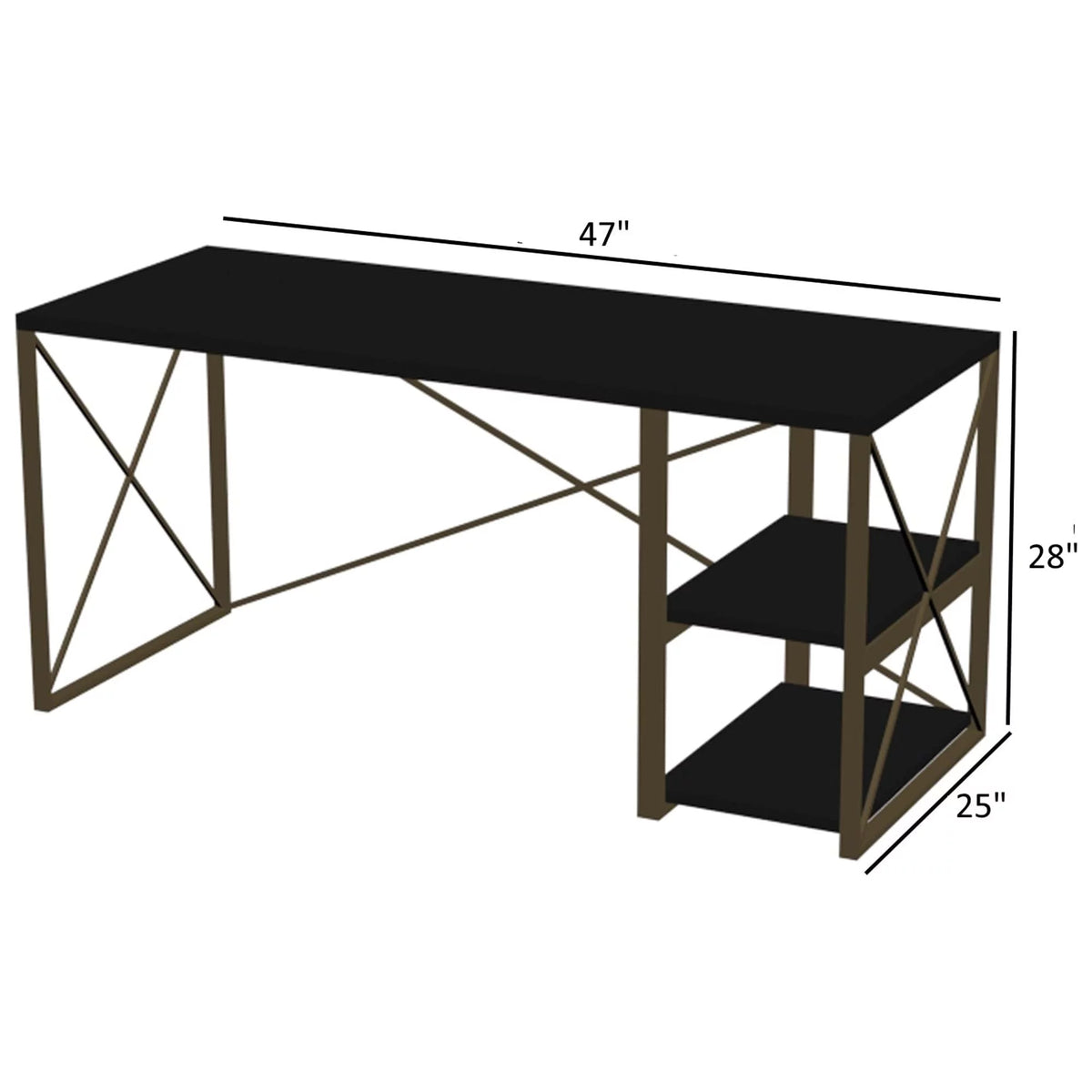 Black 47" Wooden Top Writing and Computer Desk A626017