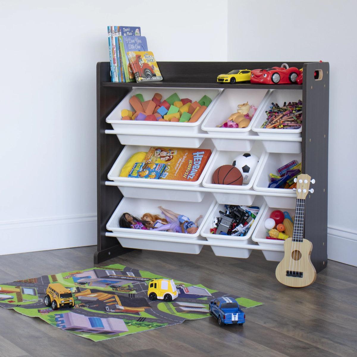 Toy Storage Organizer with Shelf and 9 Storage Bins Z789482