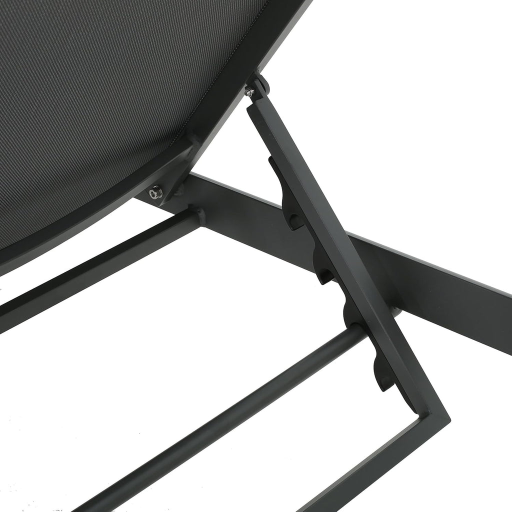 Outdoor Aluminum Chaise Lounge with Mesh Seat, Grey / Dark Grey L63015