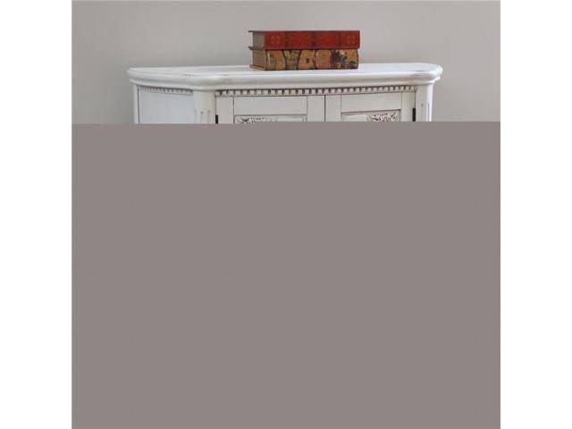 Antique White Carved Wood Two Door Console Table E569