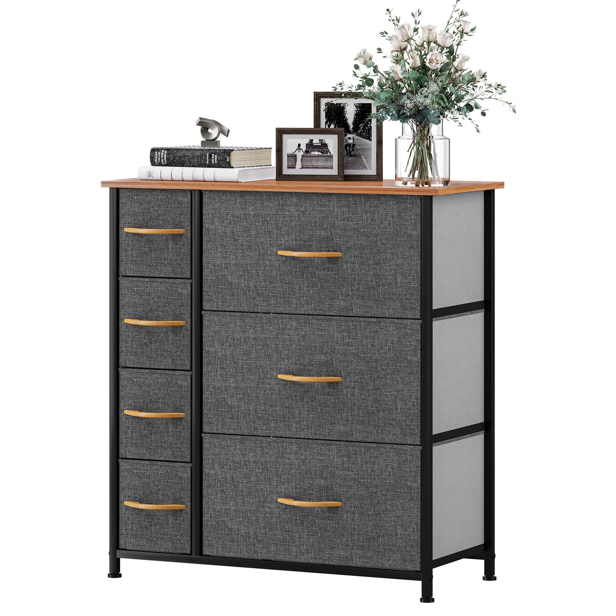 Gray Metal Fabric Wood Drawer Chests T23661