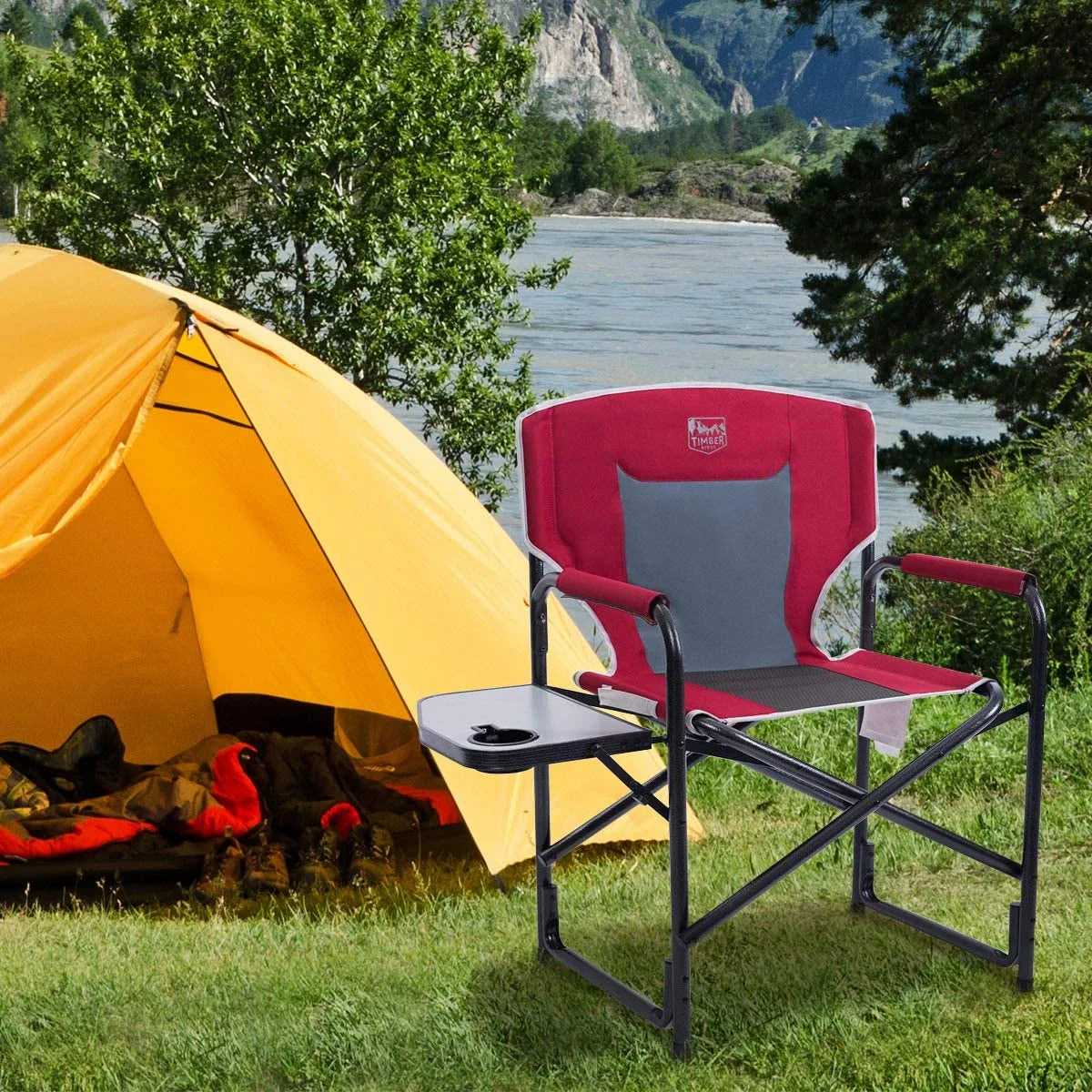 Folding Aluminum Camping Chair with Side Table R716047