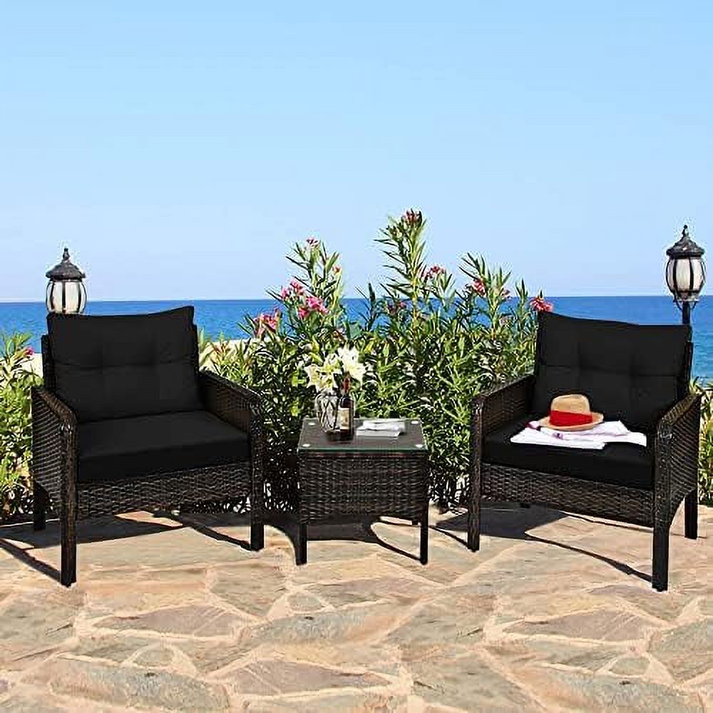 3 Piece Rattan Sectional Sofa Set with Seat Cushions C7248