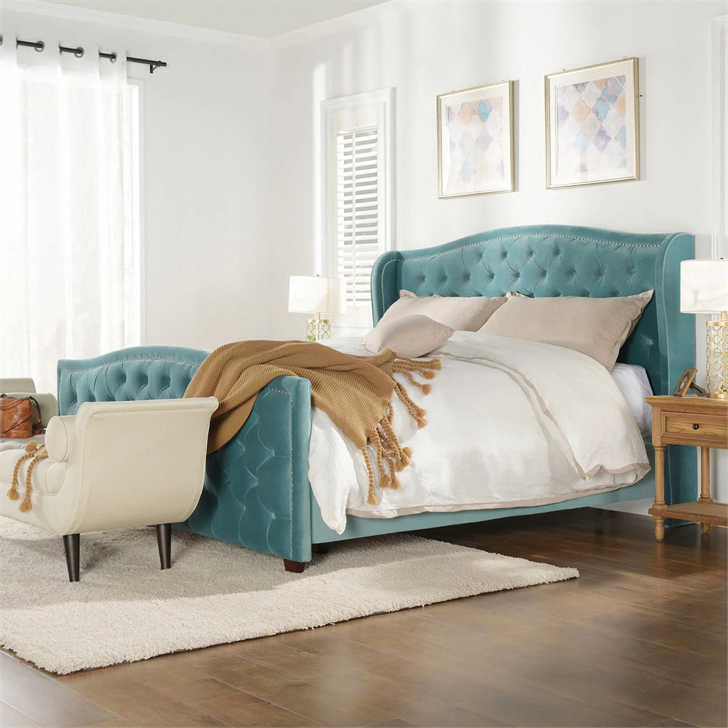 King Size Tufted Wingback Bed M3005