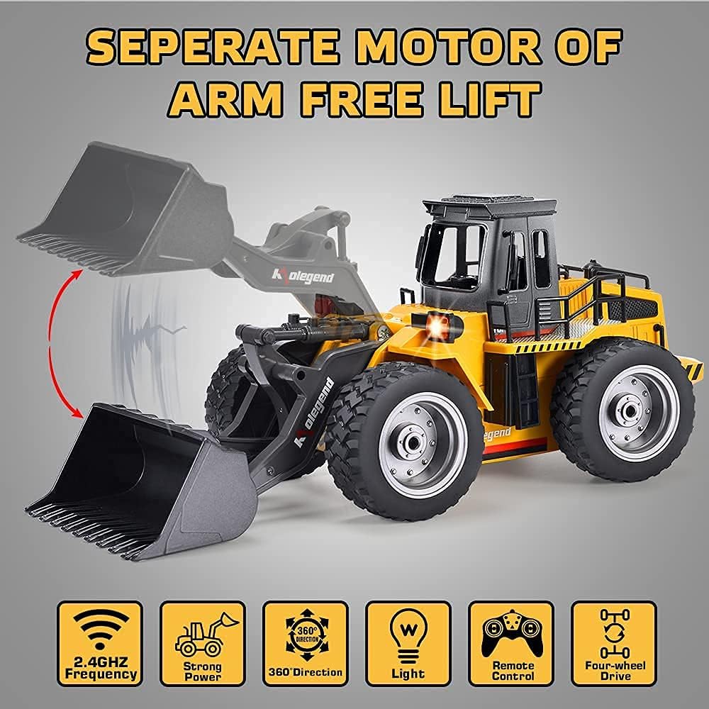 Remote Control Bulldozer Toy Truck 1/18 Scale 4WD E2583
