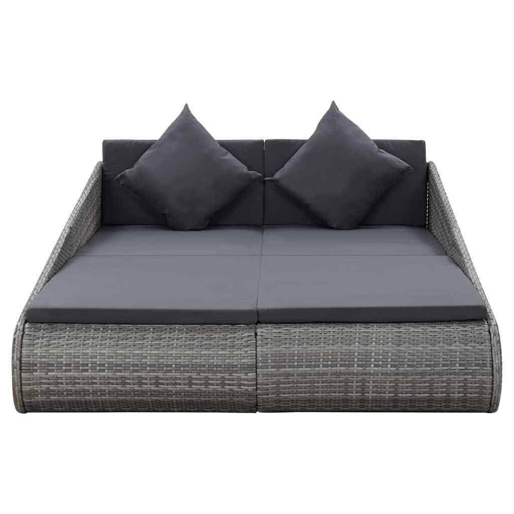 Gray Poly Rattan Garden Bed Z397