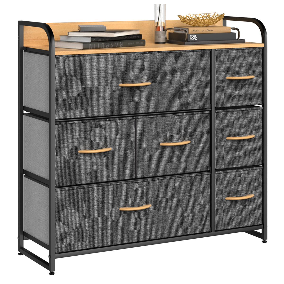Light Gray 7 Drawer Fabric Dresser O692