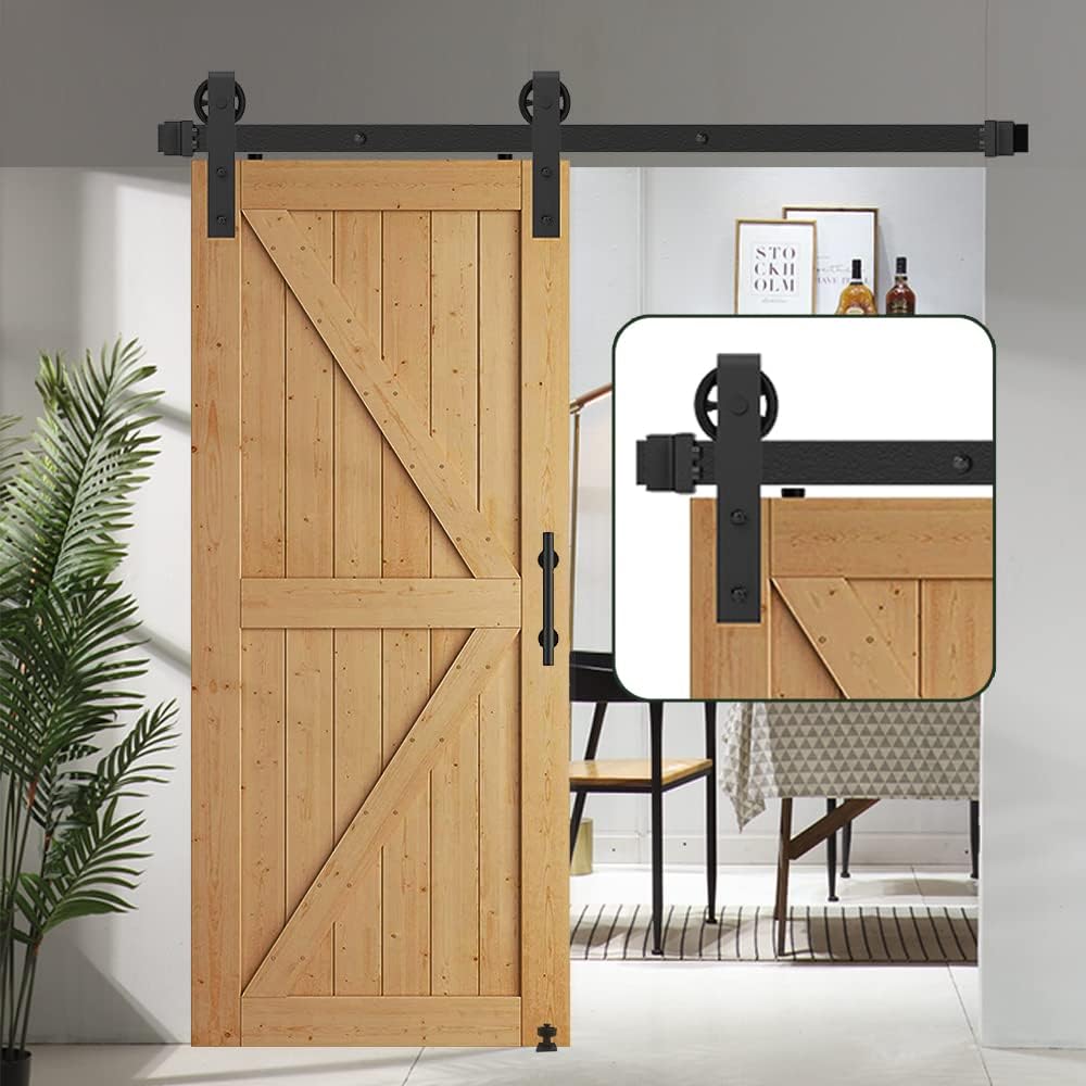 8FT Heavy Duty Carbon Steel Barn Door Hardware Kit D38275