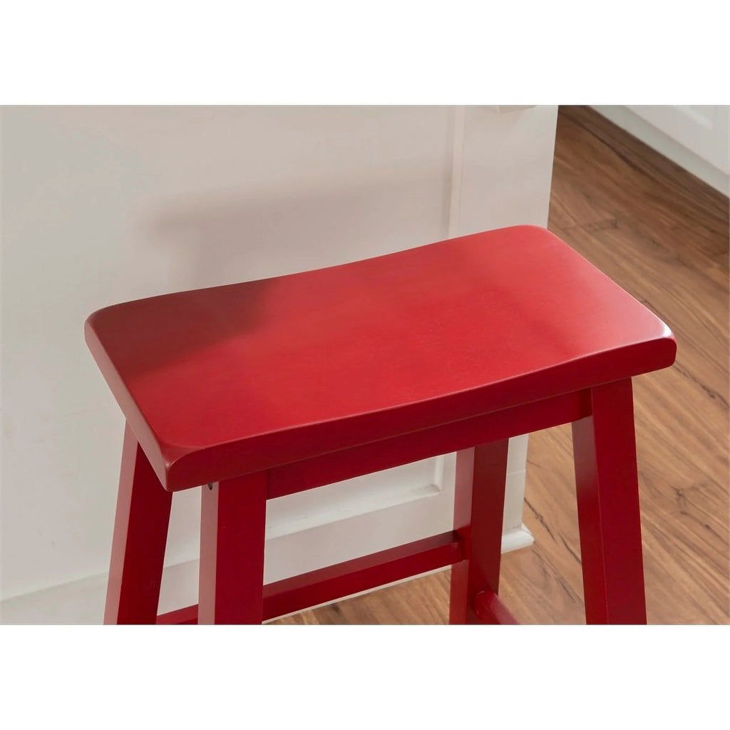 24" Wood Backless Saddle Seat Counter Stool in Red A8817