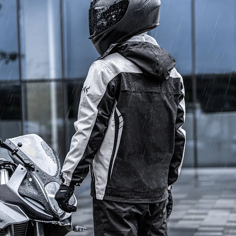 Waterproof Motorcycle Rain Suit Jacket and Pants with Storage Bag O775