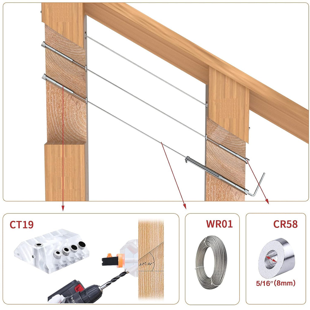 1/8 Invisible Cable Railing Kit with Turnbuckle Swage Threaded Stud and Stemball U35430