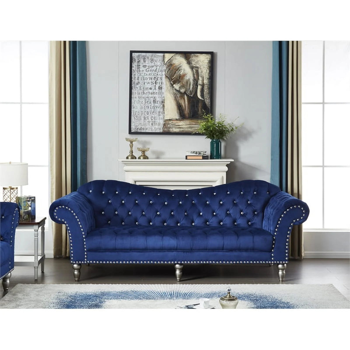 Blue Velvet Sofa E411