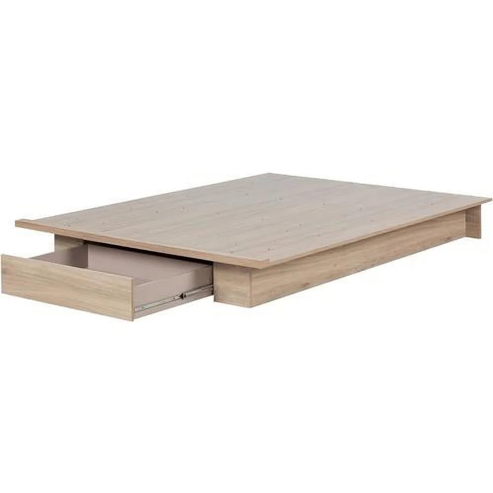 Rustic Oak Full/Queen Platform Bed with Drawer Z876743