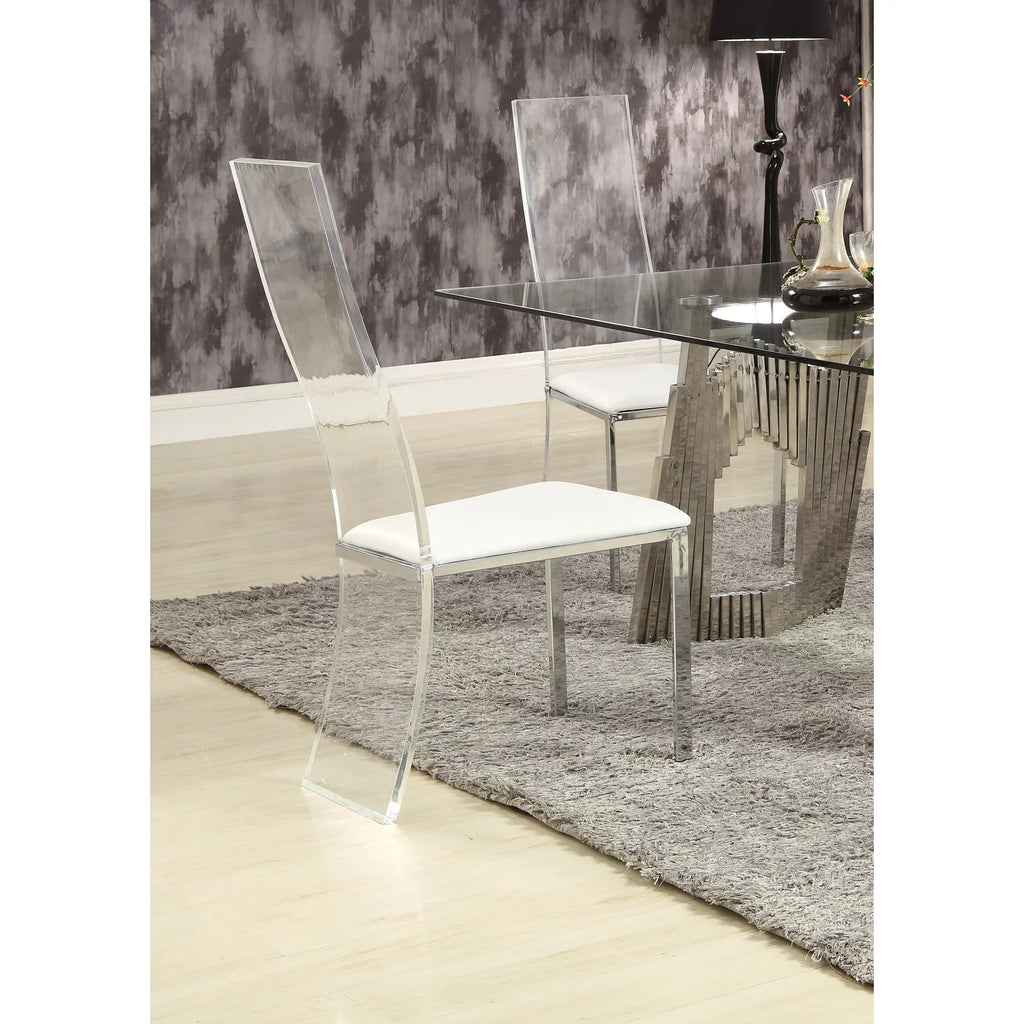 Acrylic High-Back Upholstered Side Chair, Set of 2 V68075