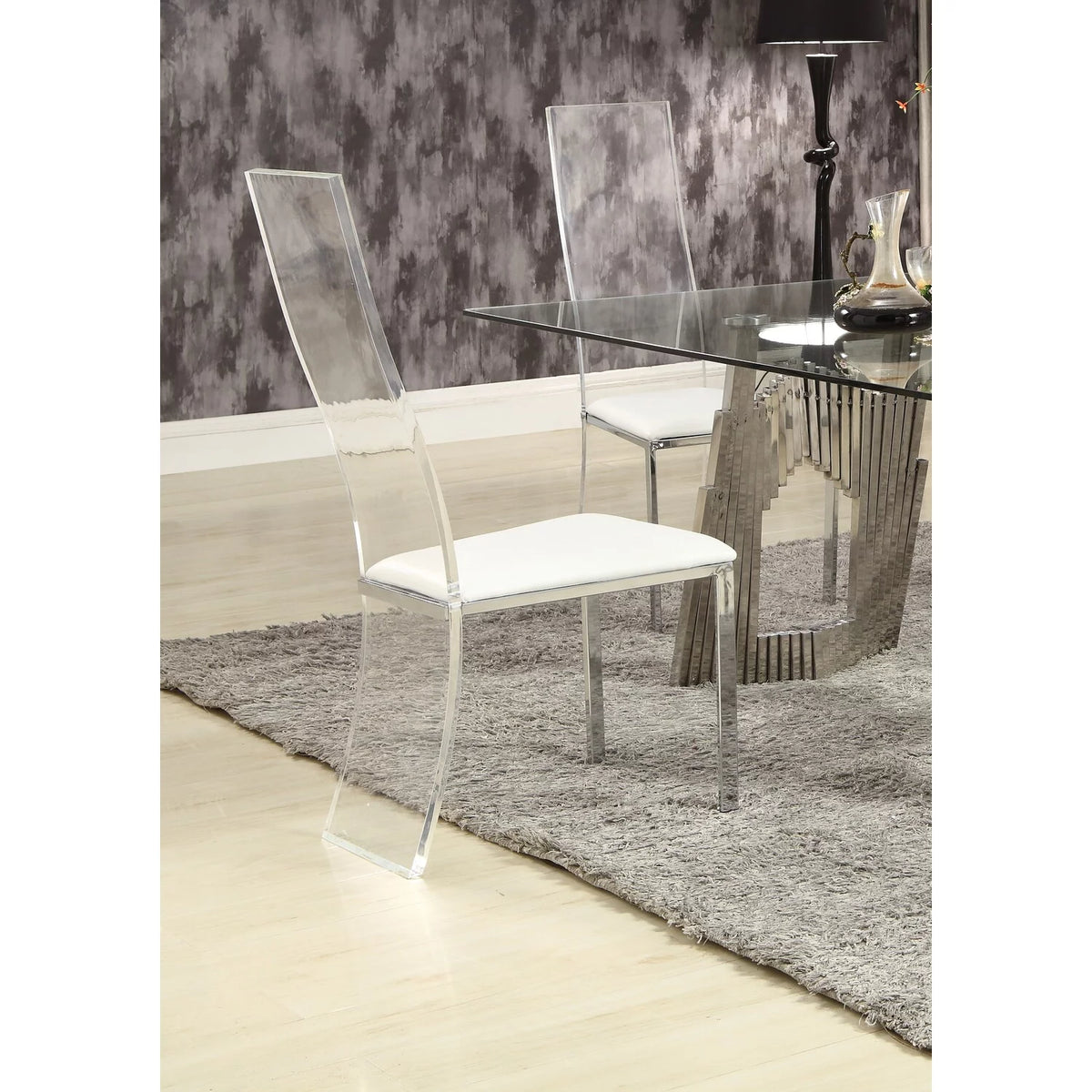 Acrylic High-Back Upholstered Side Chair, Set of 2 V68075