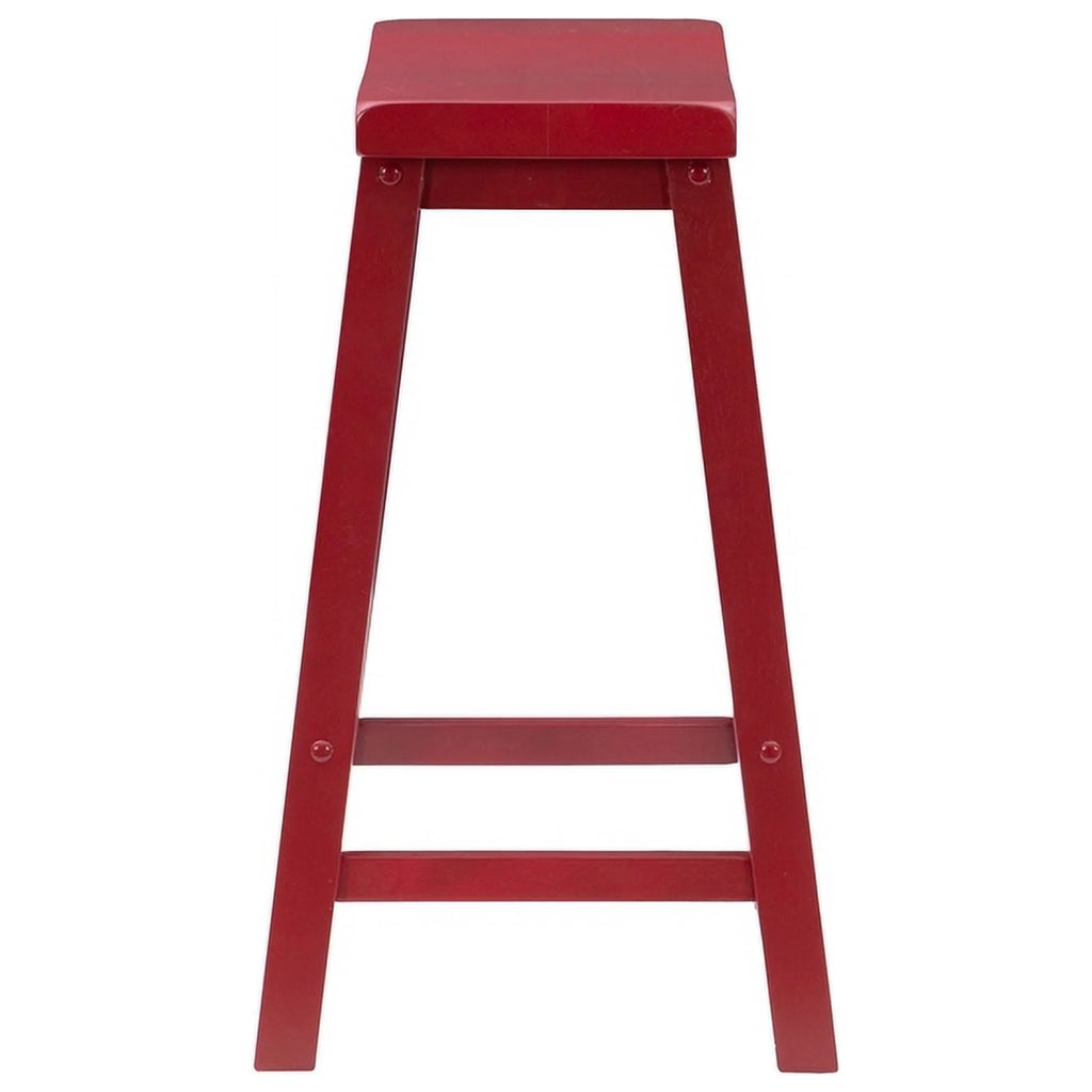 24" Wood Backless Saddle Seat Counter Stool in Red A8817